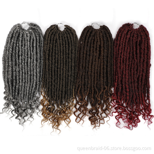 Natural Soft Crochet Braids Synthetic Braiding Hair Extension Faux Locs Crochet Twist Hair With Curly Ends Straight Goddess Locs